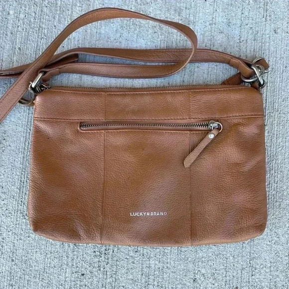 Lucky Brand Leather Cognac Brown Crossbody Purse Bag - Picture 2 of 11